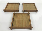 Japanese Bamboo Shabu Shabu Meat Stacking Serving Dishes Vtg Plates Brown L312