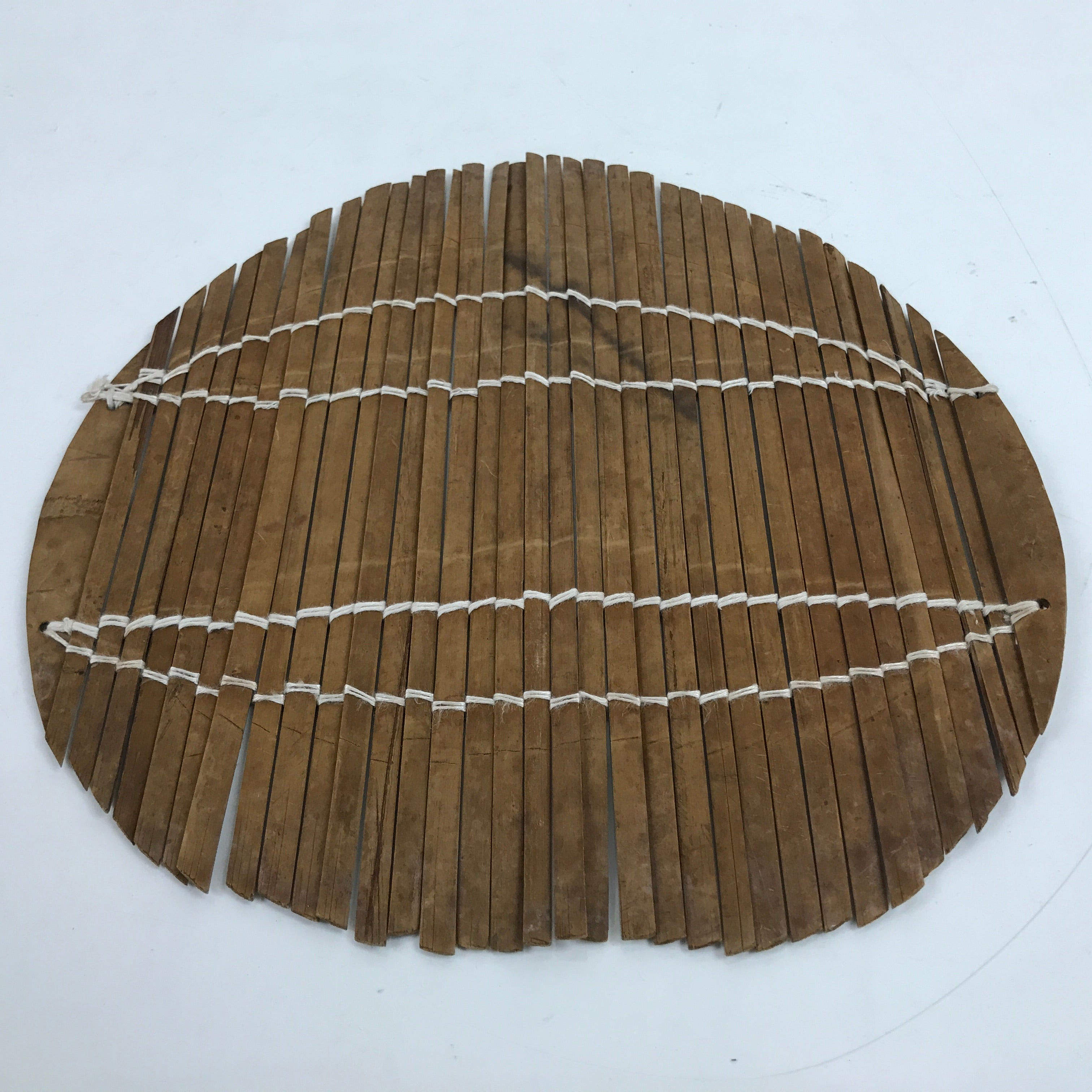 Japanese Bamboo Steamer Bottom Mat Vtg Natural Wood Round 26cm JK717