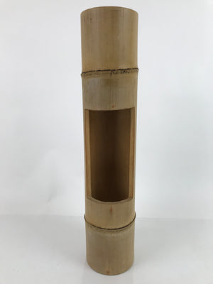 Japanese Bamboo Tube Flower Vase Kabin Vtg Ikebana Arrangement Brown FK100