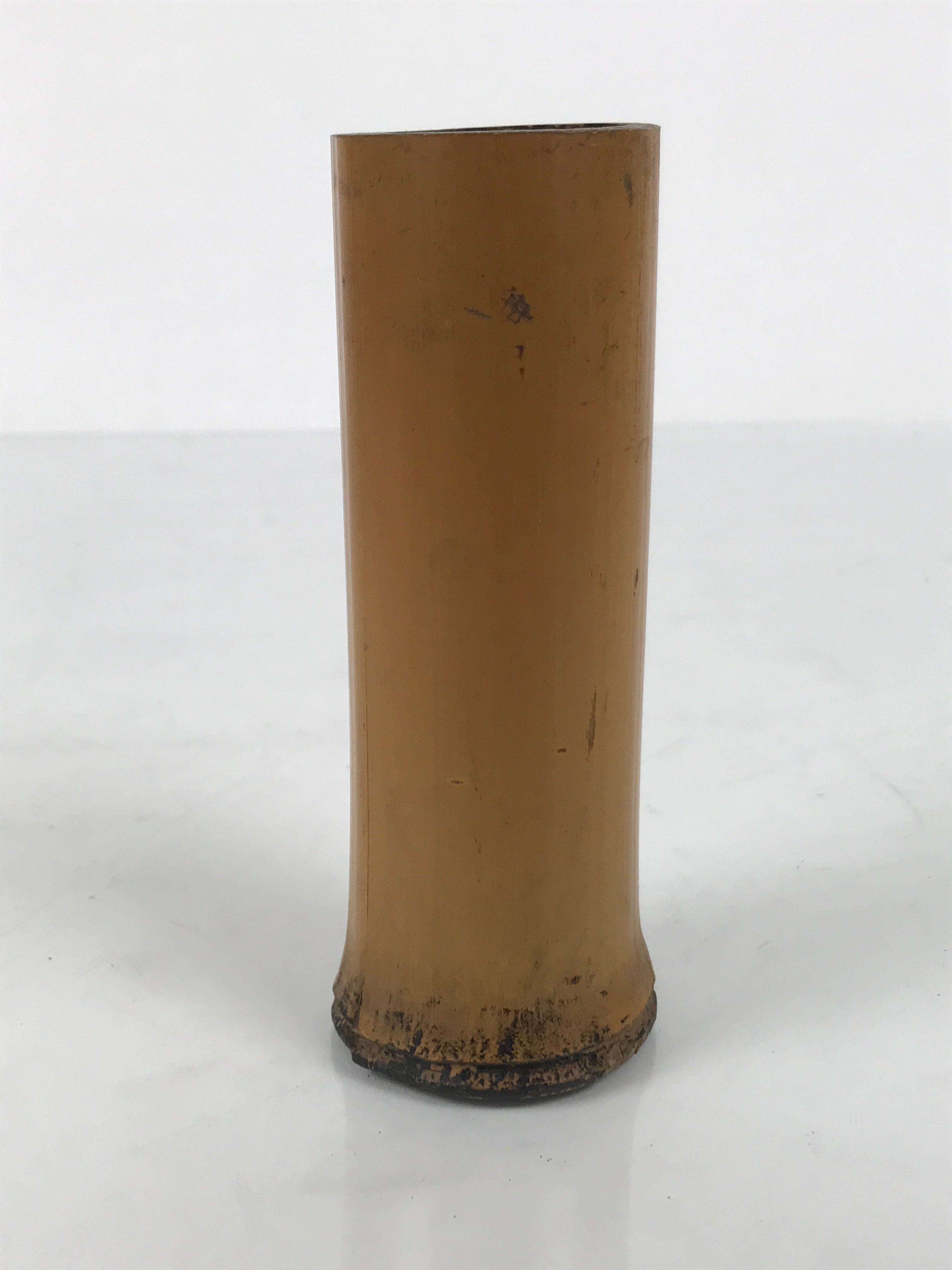 Japanese Bamboo Tube Flower Vase Kabin Vtg Ikebana Arrangement Brown MFV102