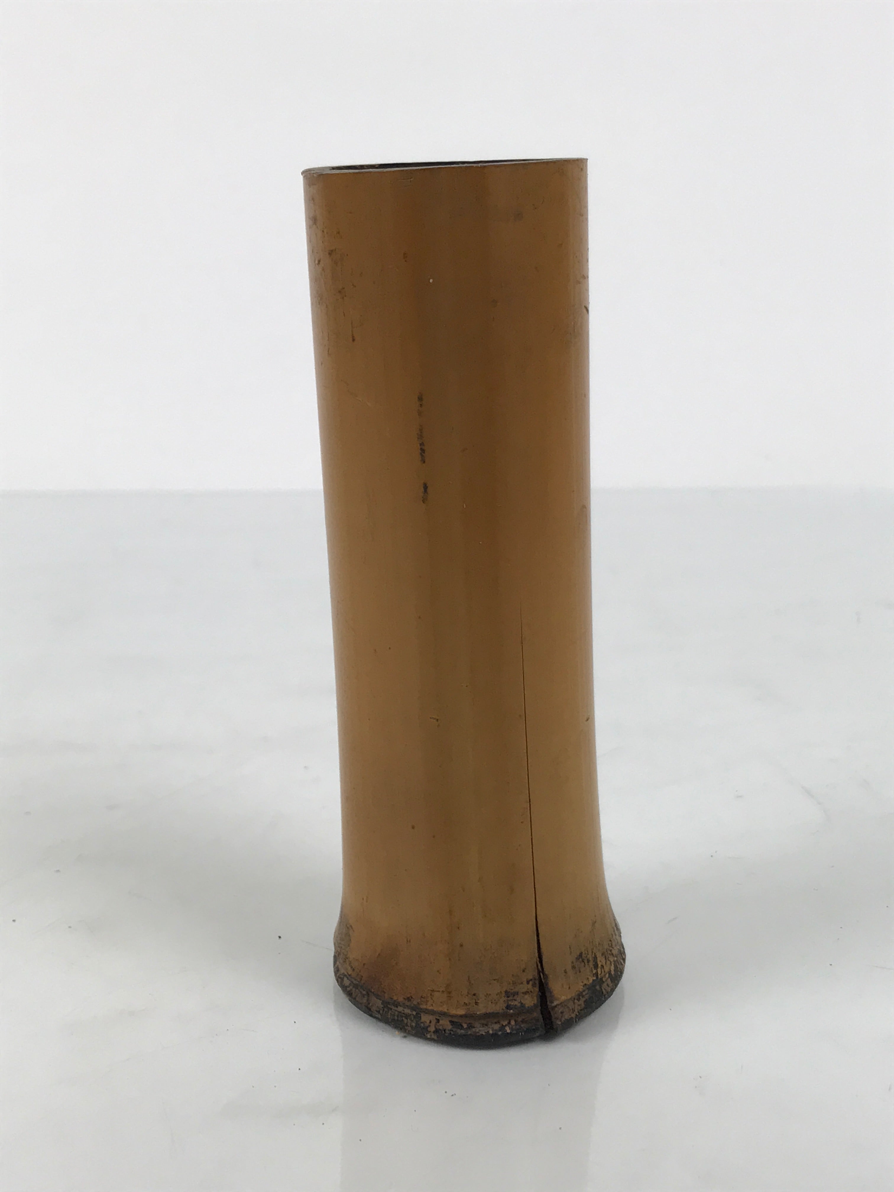 Japanese Bamboo Tube Flower Vase Kabin Vtg Ikebana Arrangement Brown MFV102