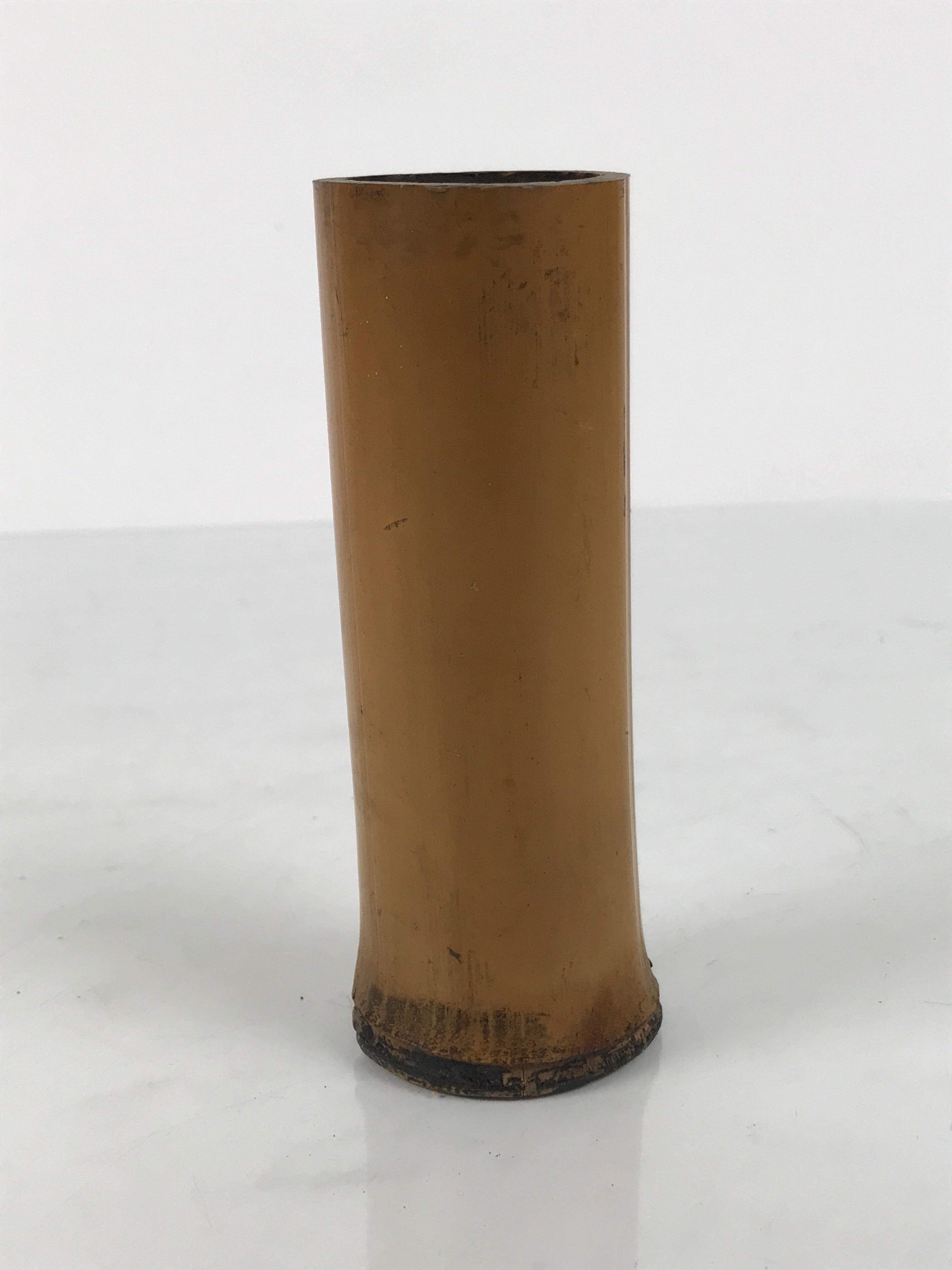 Japanese Bamboo Tube Flower Vase Kabin Vtg Ikebana Arrangement Brown MFV102