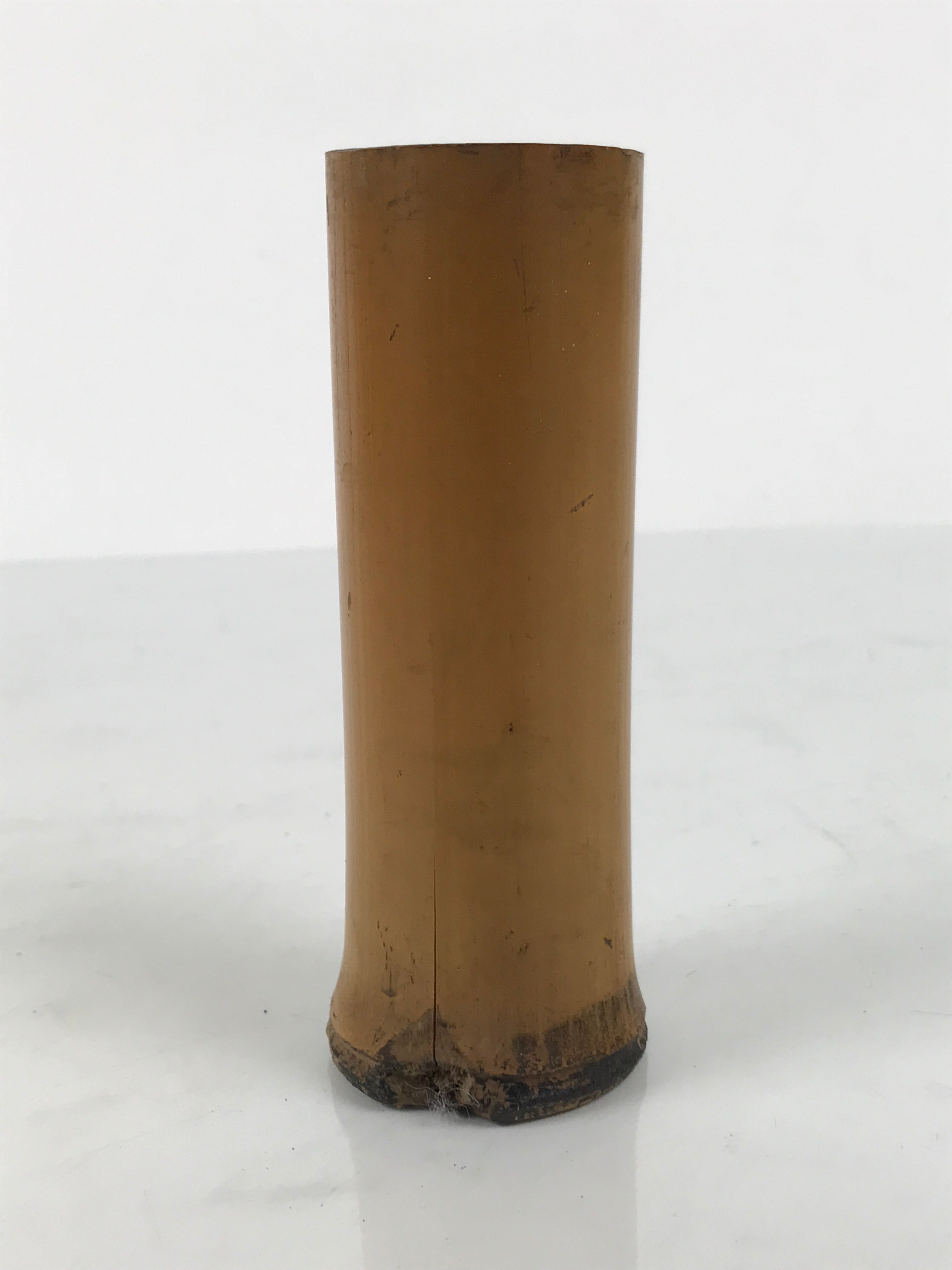 Japanese Bamboo Tube Flower Vase Kabin Vtg Ikebana Arrangement Brown MFV102