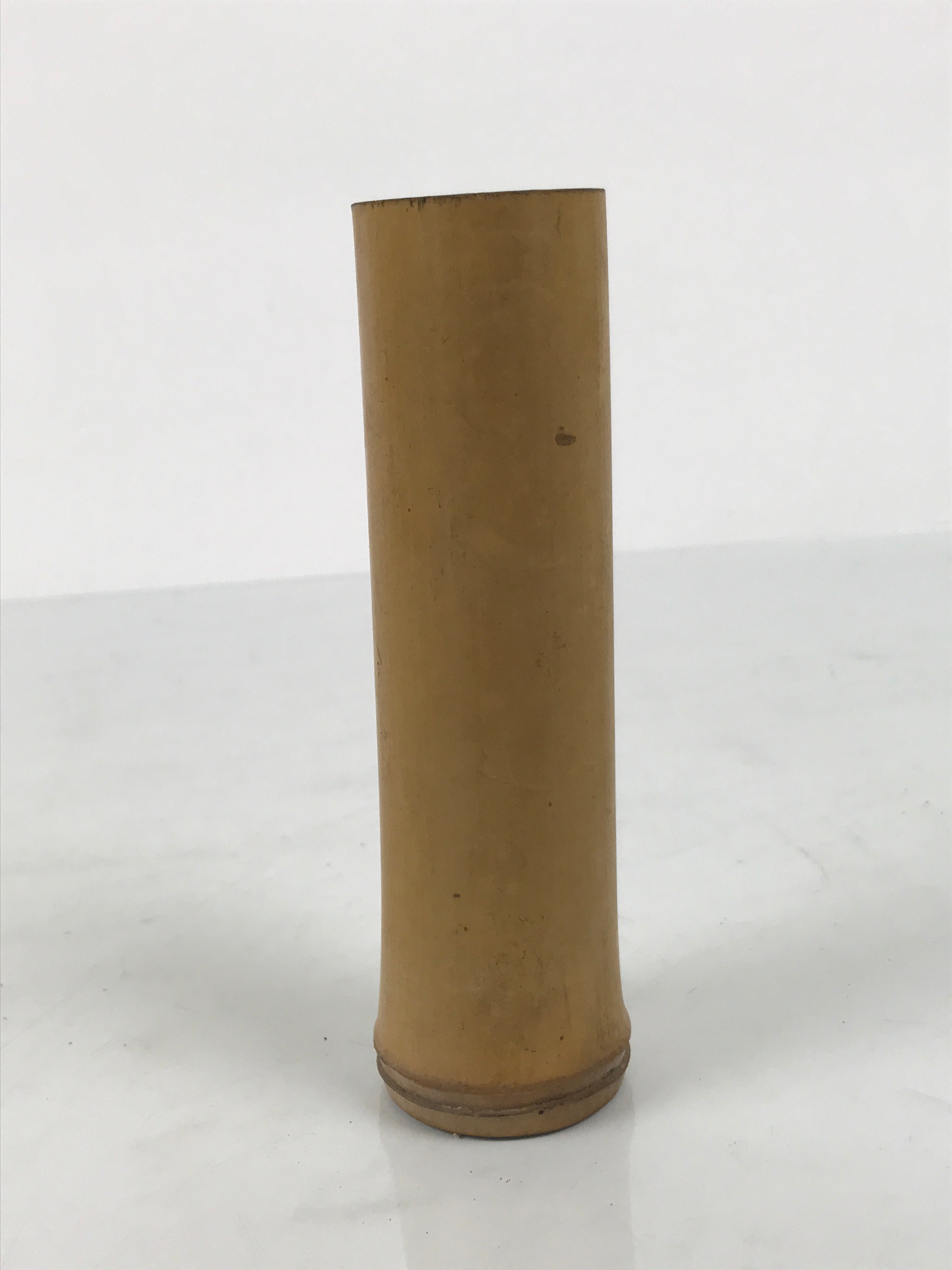 Japanese Bamboo Tube Flower Vase Kabin Vtg Ikebana Arrangement Brown MFV103