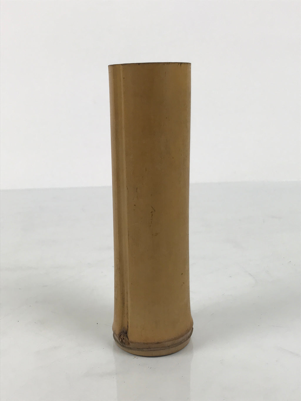 Japanese Bamboo Tube Flower Vase Kabin Vtg Ikebana Arrangement Brown MFV103