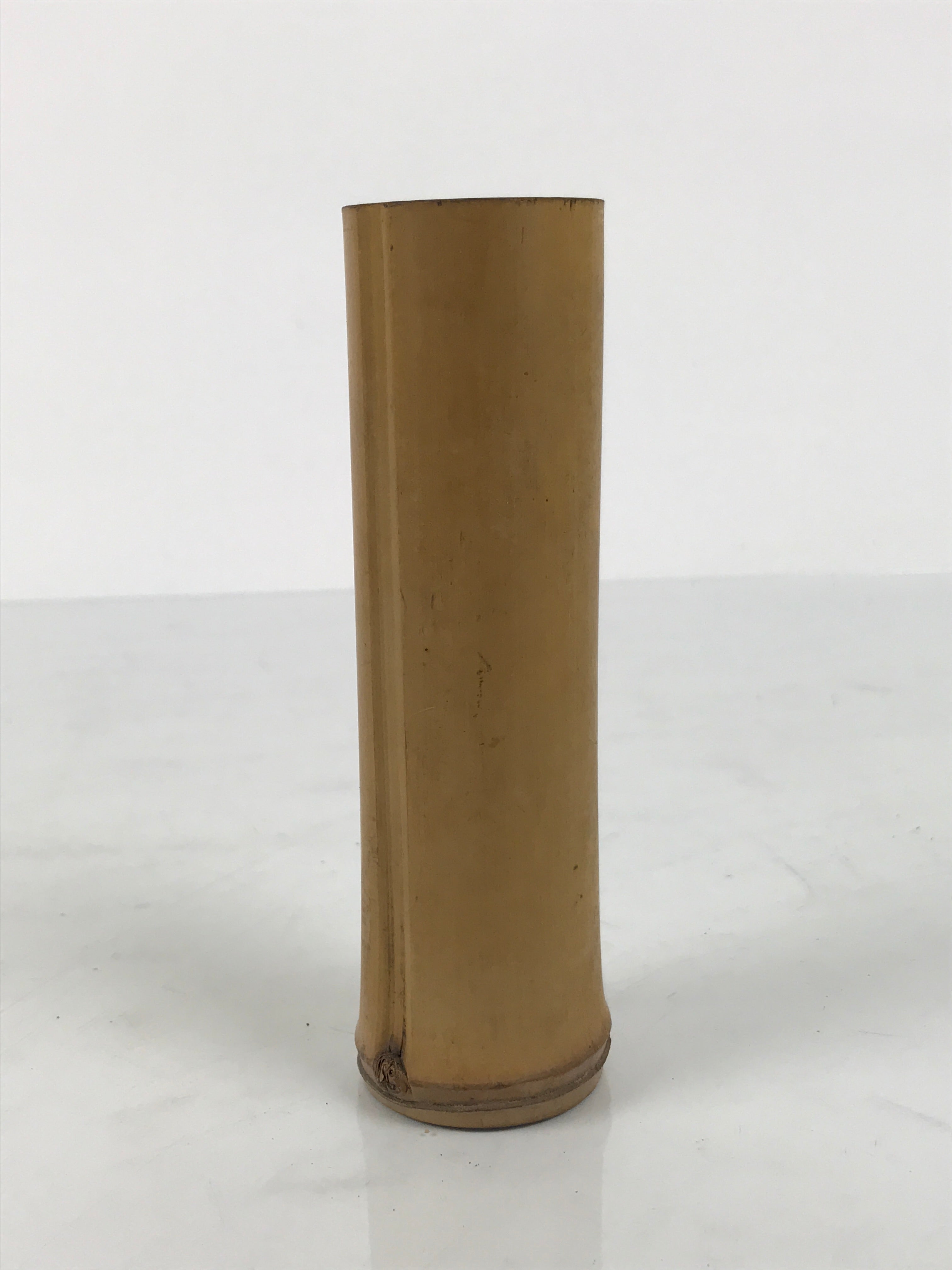 Japanese Bamboo Tube Flower Vase Kabin Vtg Ikebana Arrangement Brown MFV103