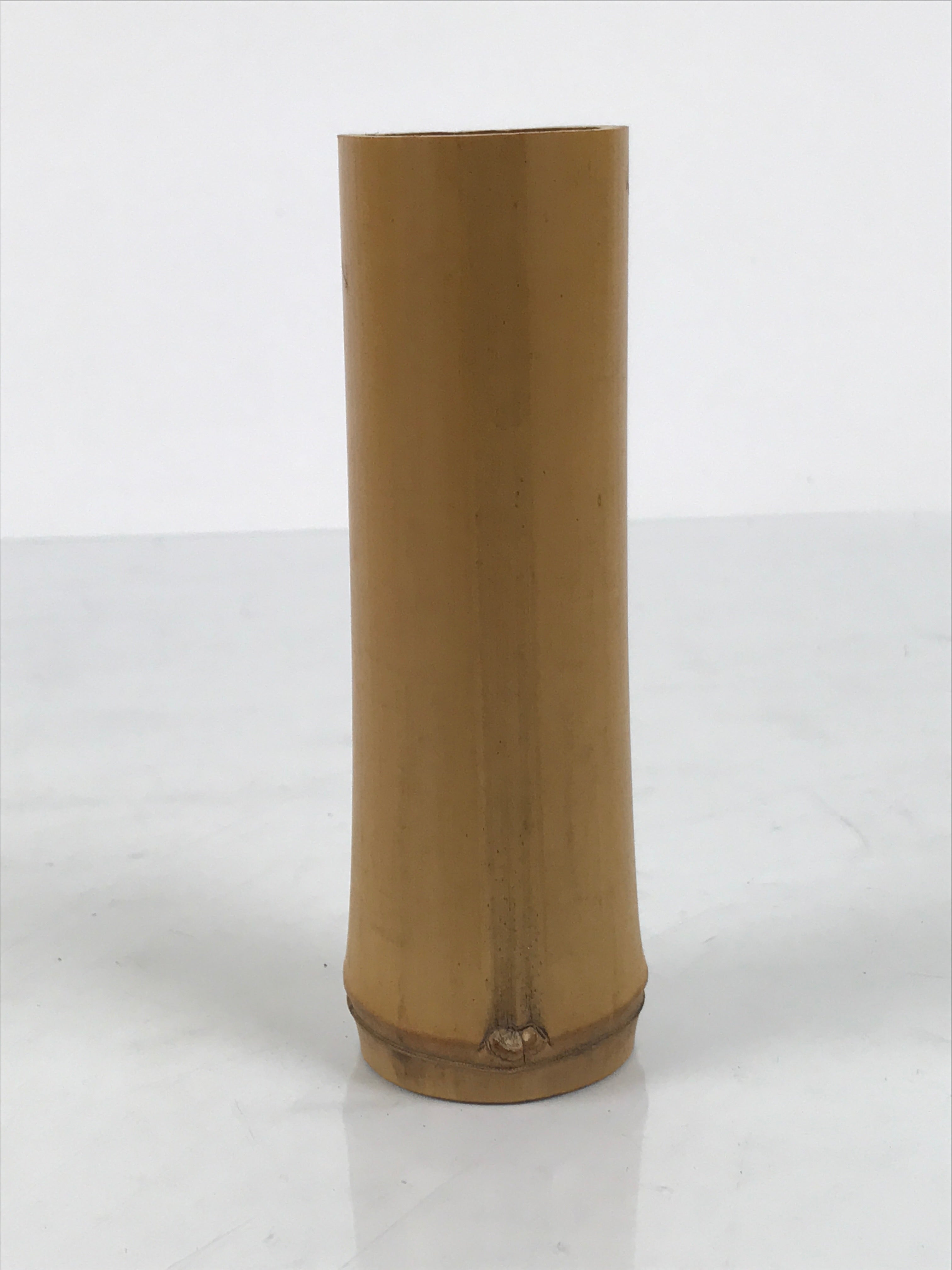 Japanese Bamboo Tube Flower Vase Kabin Vtg Ikebana Arrangement Brown MFV104