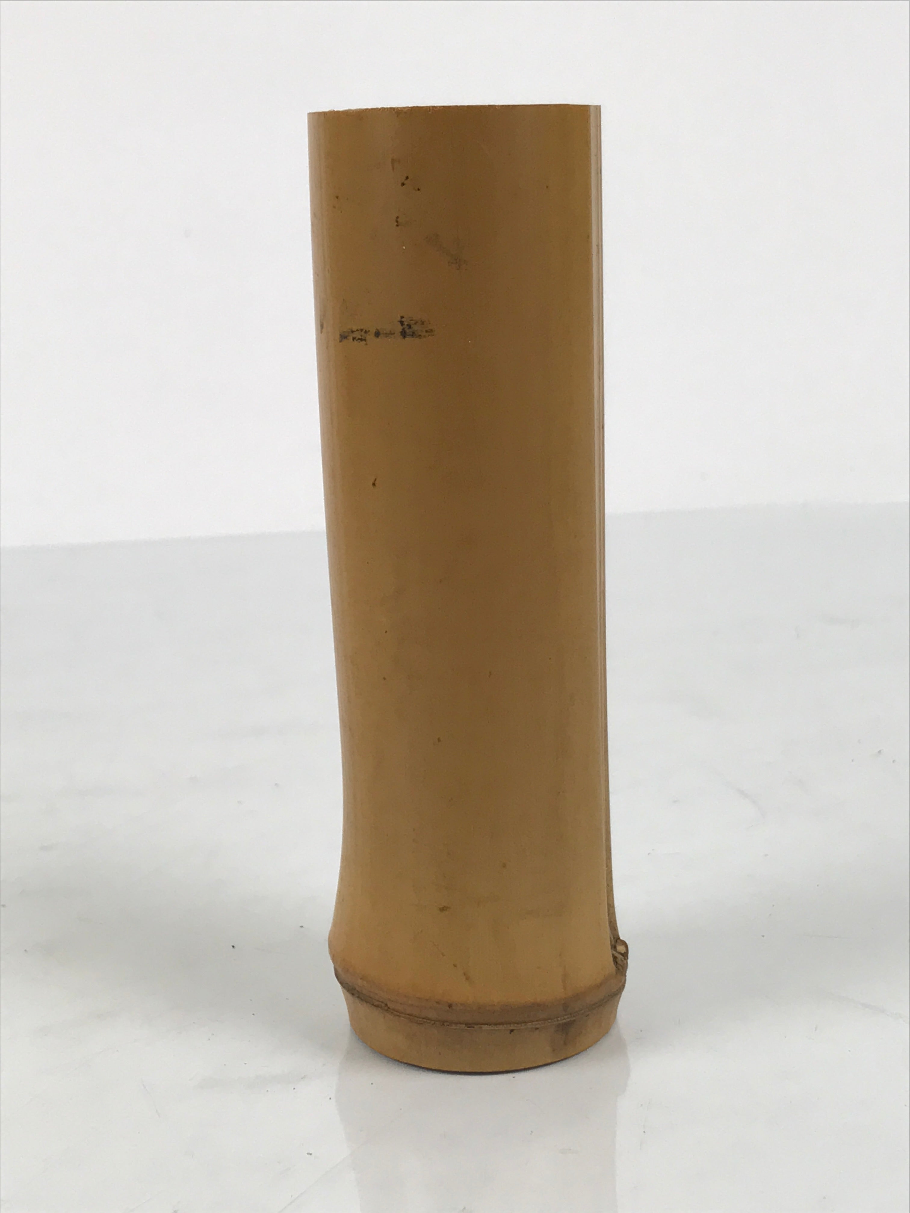 Japanese Bamboo Tube Flower Vase Kabin Vtg Ikebana Arrangement Brown MFV104