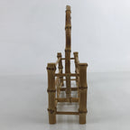 Japanese Bamboo Uchiwa Hand Fan Holder Vtg Handcrafted Storage Stand Brown JK758