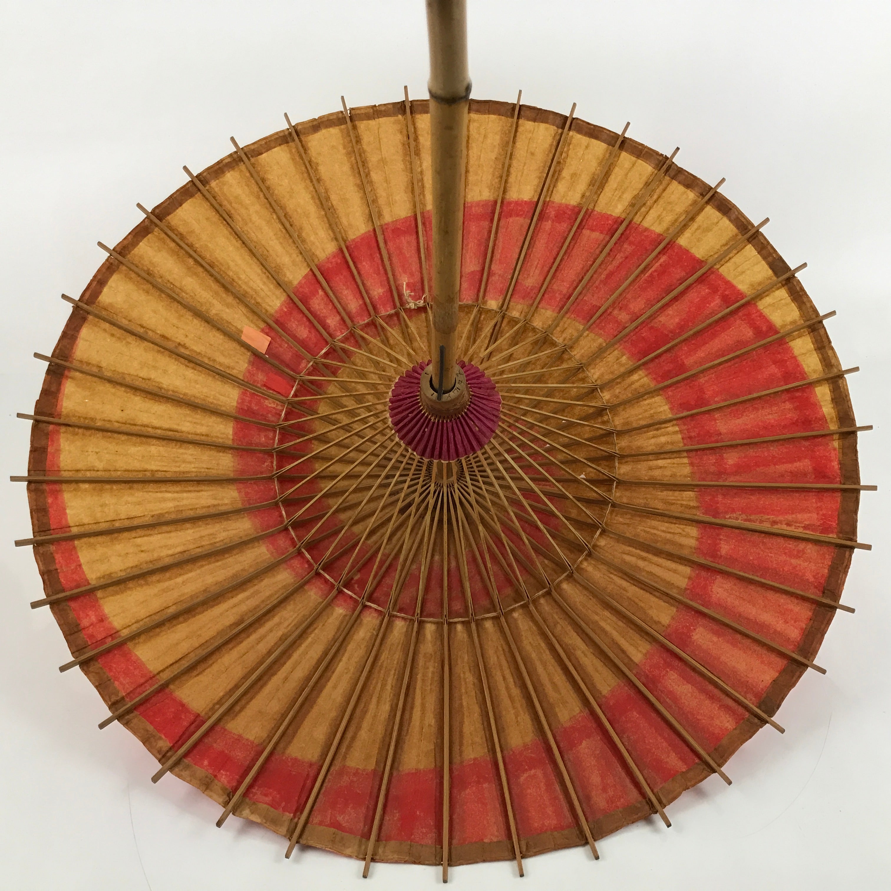 Japanese Bamboo Umbrella Parasol Vtg Wagasa Maigasa Geisha Paper Spiral JK774