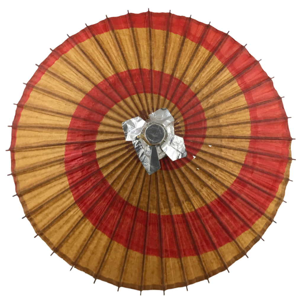 Japanese Bamboo Umbrella Parasol Vtg Wagasa Maigasa Geisha Paper Spiral JK774