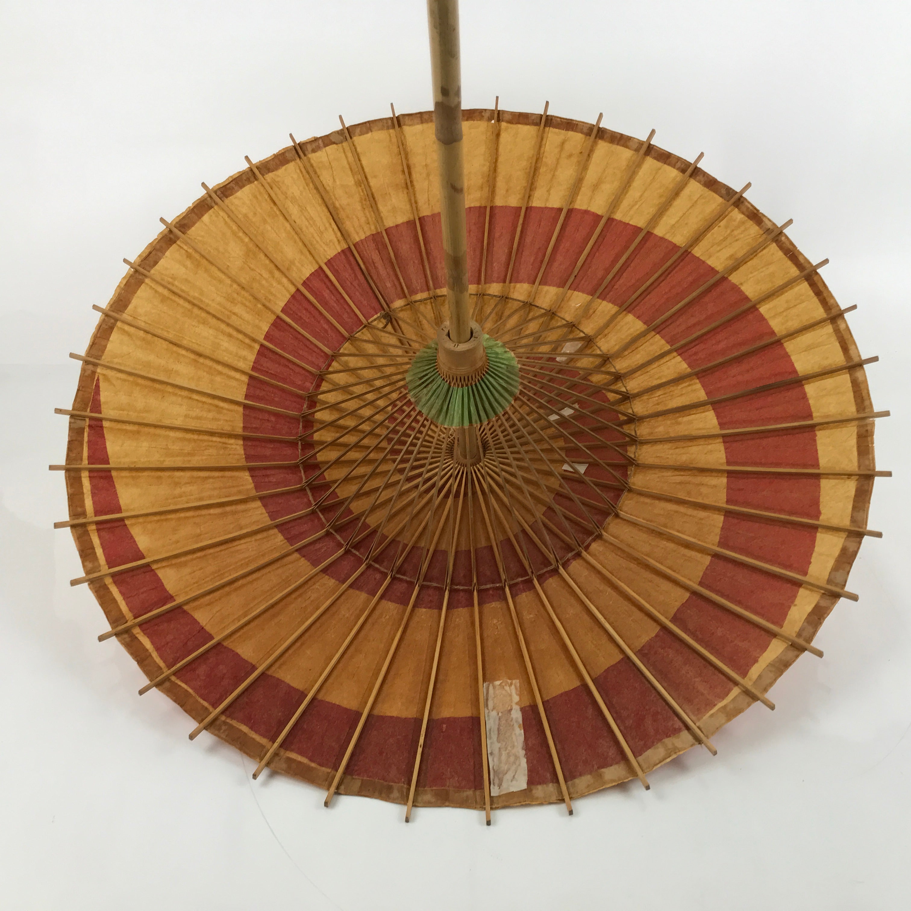 Japanese Bamboo Umbrella Parasol Vtg Wagasa Maigasa Geisha Paper Spiral JK775