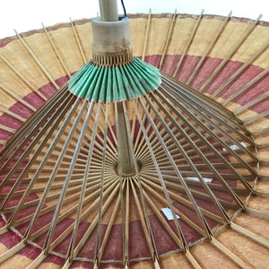 Japanese Bamboo Umbrella Parasol Vtg Wagasa Maigasa Geisha Paper Spiral JK775