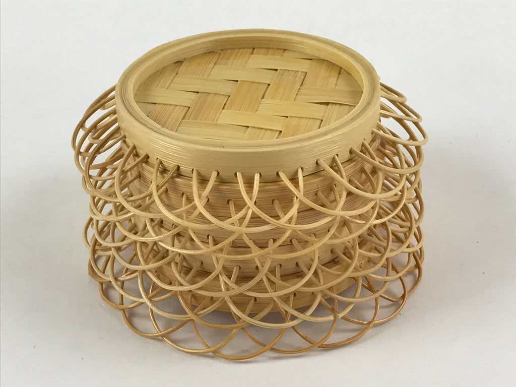 Japanese Bamboo Weave Drink Saucer 5pc Set Vtg Chataku Coaster Takeami UR932