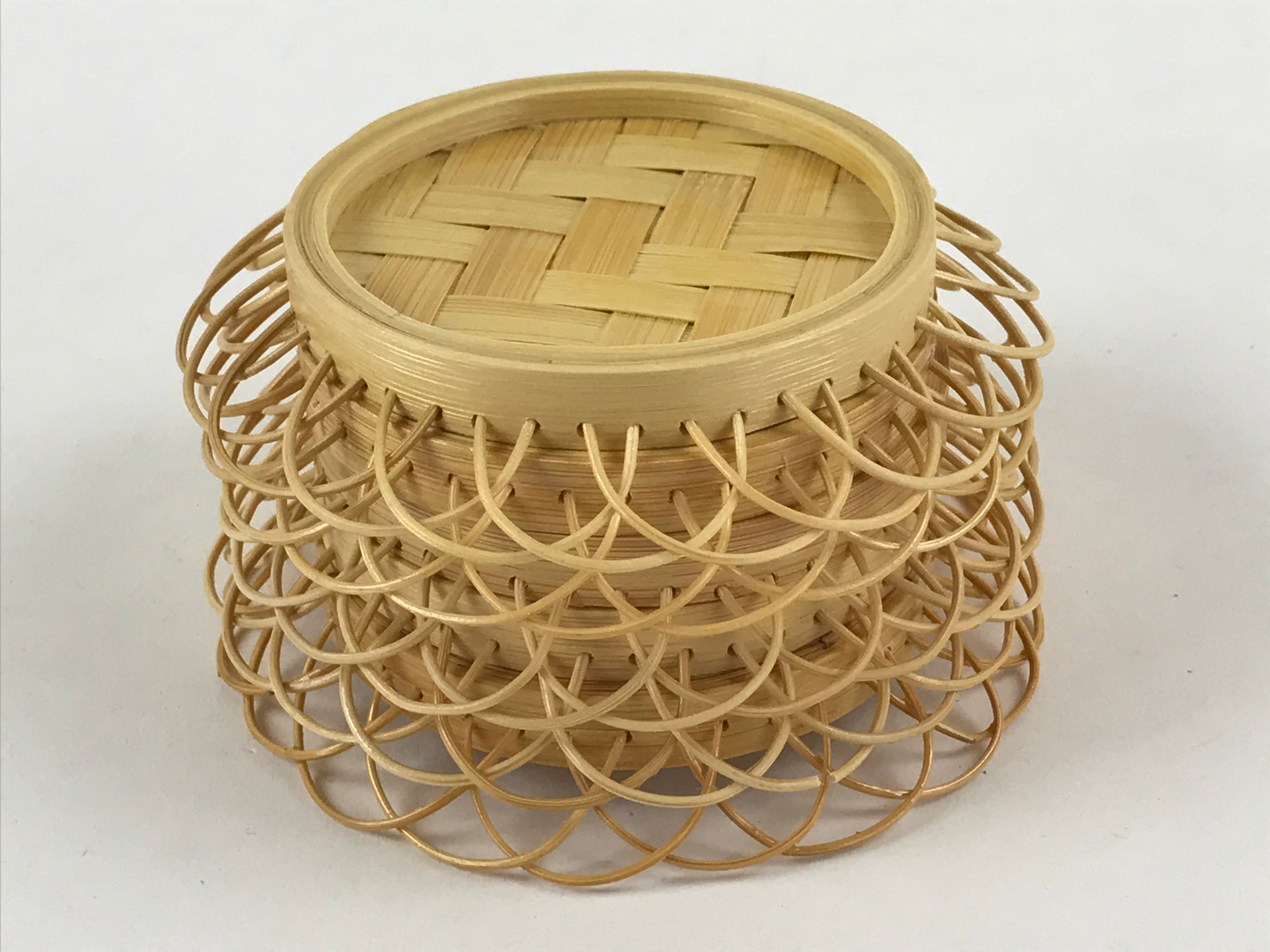Japanese Bamboo Weave Drink Saucer 5pc Set Vtg Chataku Coaster Takeami UR932