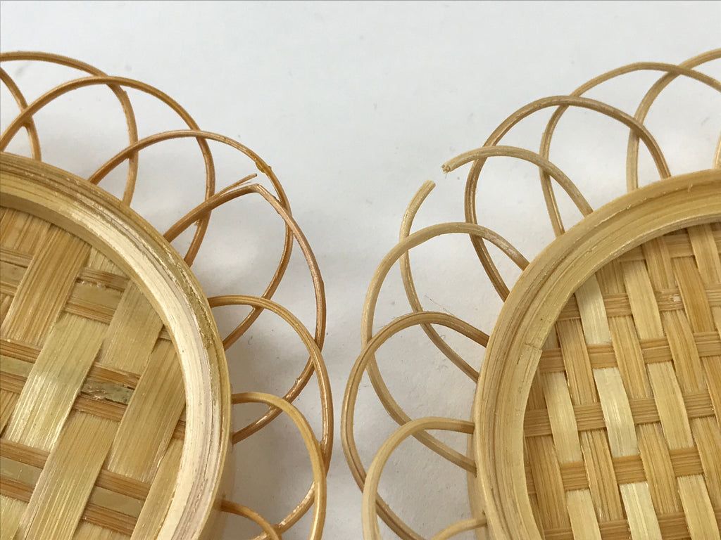 Japanese Bamboo Weave Drink Saucer 5pc Set Vtg Chataku Coaster Takeami UR932