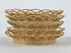 Japanese Bamboo Weave Drink Saucer 5pc Set Vtg Chataku Coaster Takeami UR932