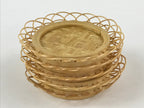Japanese Bamboo Weave Drink Saucer 5pc Set Vtg Chataku Coaster Takeami UR933