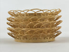 Japanese Bamboo Weave Drink Saucer 5pc Set Vtg Chataku Coaster Takeami UR933