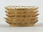 Japanese Bamboo Weave Drink Saucer 5pc Set Vtg Chataku Coaster Takeami UR933
