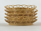 Japanese Bamboo Weave Drink Saucer 5pc Set Vtg Chataku Coaster Takeami UR933