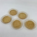 Japanese Bamboo Weave Drink Saucer 5pc Set Vtg Chataku Coaster Takeami UR933