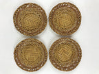 Japanese Bamboo Weave Drink Saucer 5pc Set Vtg Chataku Coaster Takeami UR934