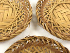 Japanese Bamboo Weave Drink Saucer 5pc Set Vtg Chataku Coaster Takeami UR934