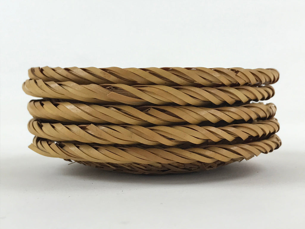 Japanese Bamboo Weave Drink Saucer 5pc Set Vtg Chataku Coaster Takeami UR934