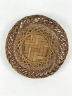 Japanese Bamboo Weave Drink Saucer 5pc Set Vtg Chataku Coaster Takeami UR935
