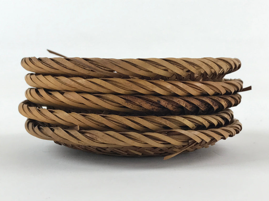Japanese Bamboo Weave Drink Saucer 5pc Set Vtg Chataku Coaster Takeami UR935