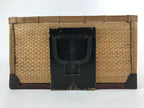 Japanese Bamboo Woven Storage Basket Vtg Traveler Chest Kago Iron Handles B221