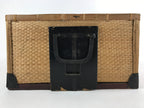 Japanese Bamboo Woven Storage Basket Vtg Traveler Chest Kago Iron Handles B221