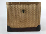 Japanese Bamboo Woven Storage Basket Vtg Traveler Chest Kago Iron Handles B221