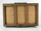 Japanese Bamboo Woven Storage Basket Vtg Traveler Chest Kago Iron Handles B221