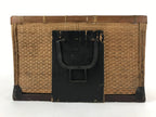 Japanese Bamboo Woven Storage Basket Vtg Traveler Chest Kago Iron Handles B222