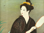 Japanese Beautiful Kimono Woman Oil Painting Framed Vtg Art Geisha Haruko FR2