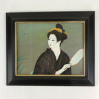 Japanese Beautiful Kimono Woman Oil Painting Framed Vtg Art Geisha Haruko FR2