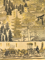 Japanese Bird's-Eye View Map Woodblock Print Nikko-san Shrine Temple 3D FL362
