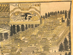 Japanese Bird's-Eye View Map Woodblock Print Nikko-san Shrine Temple 3D FL362