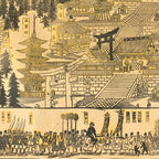 Japanese Bird's-Eye View Map Woodblock Print Nikko-san Shrine Temple 3D FL362