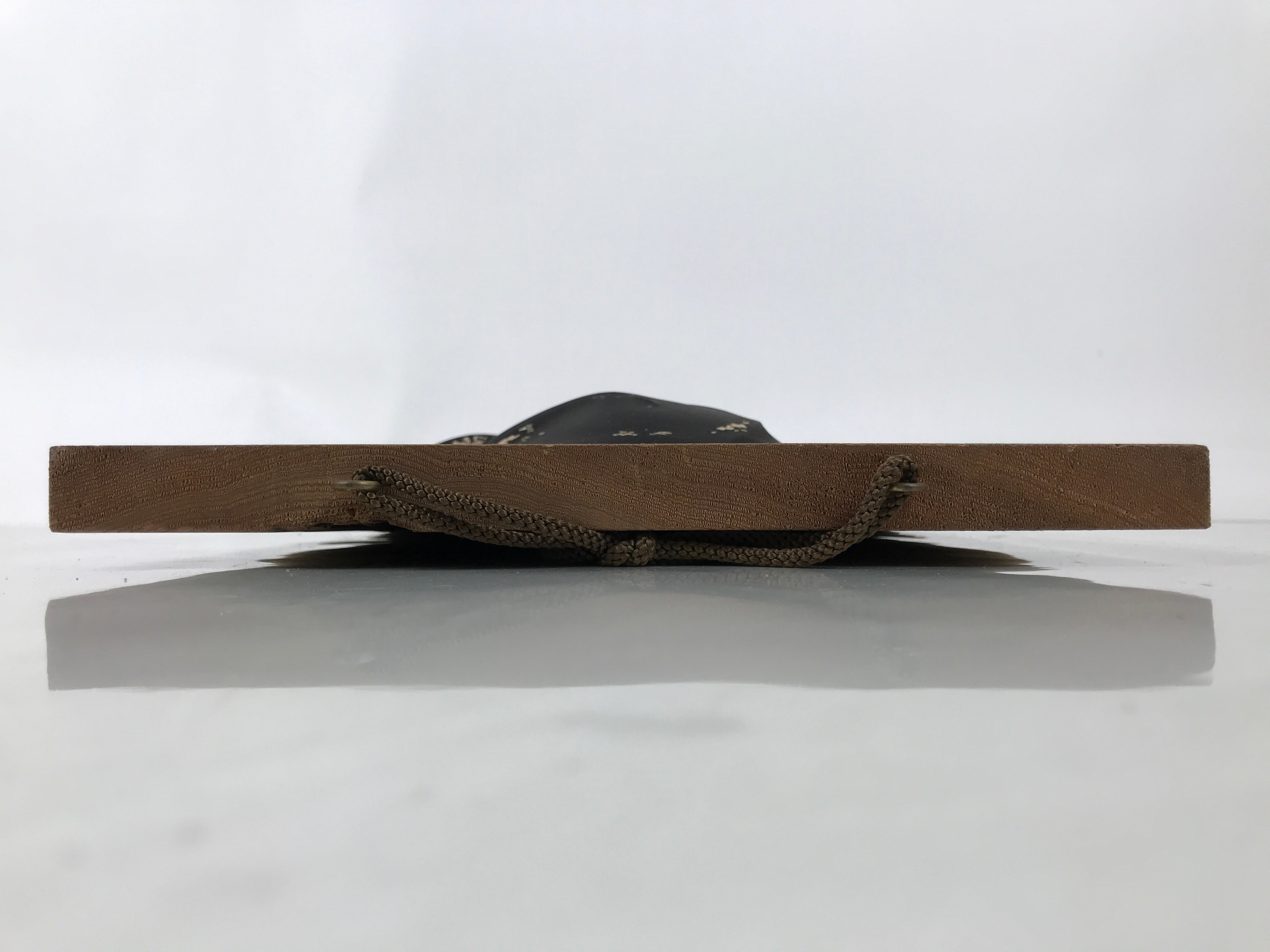 Japanese Black Mask Wall Hanging Art Vtg Portrait Wood Plaque Brown FL416