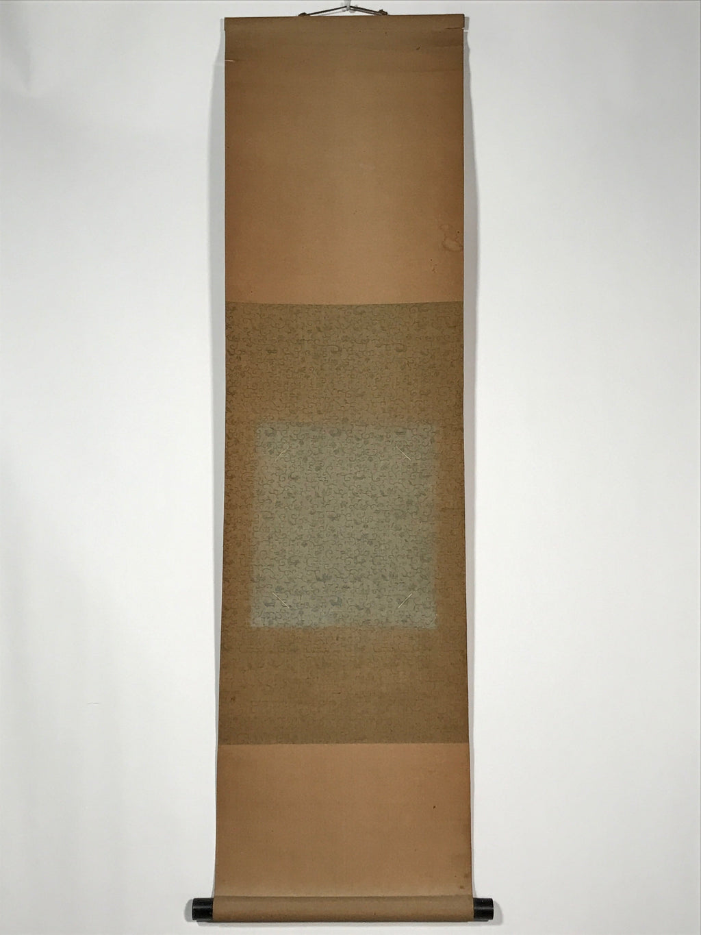 Japanese Blank Hanging Scroll Vtg Thread Holders Brown Floral SC890