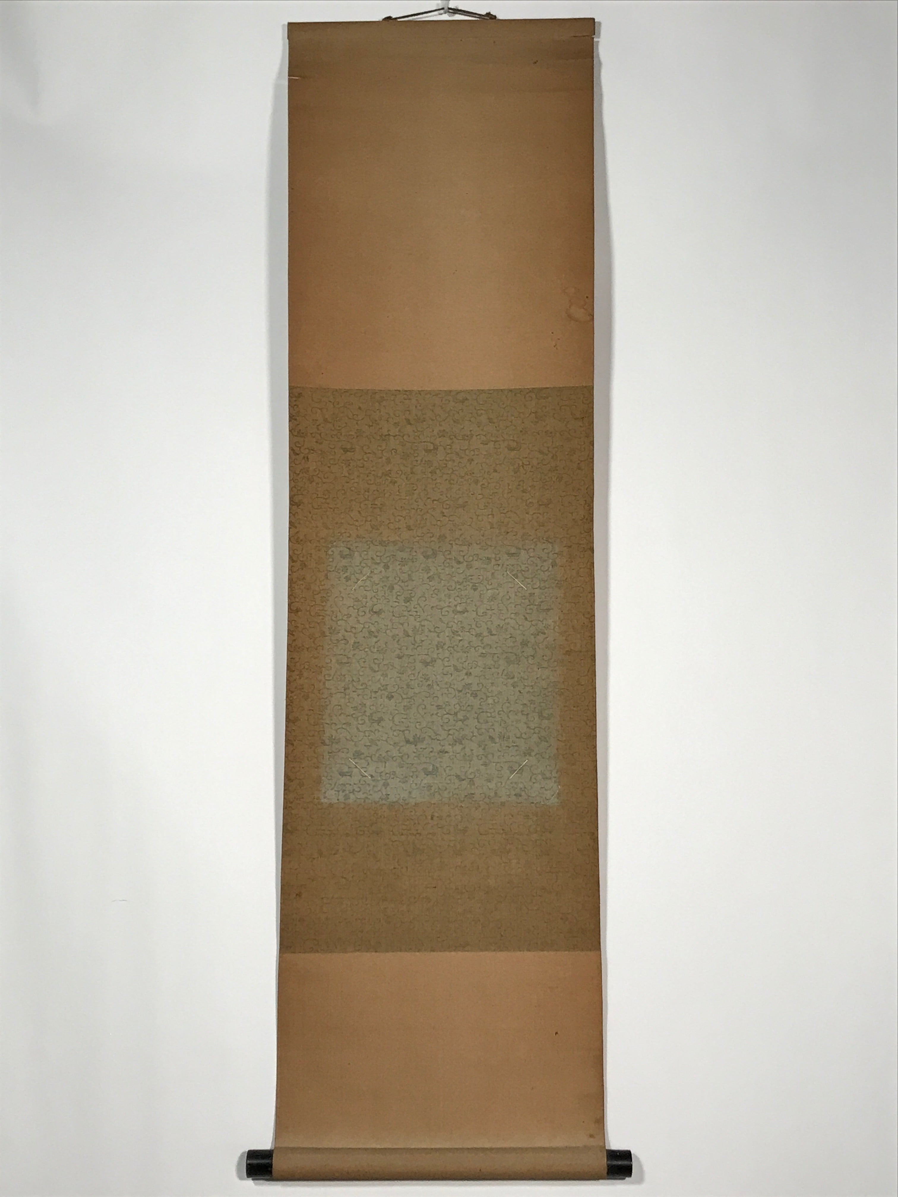 Japanese Blank Hanging Scroll Vtg Thread Holders Brown Floral SC890