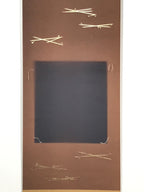 Japanese Blank Hanging Scroll Vtg Thread Holders Brown Geometric Kakejiku SC955