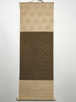 Japanese Blank Hanging Scroll Vtg Thread Holders Floral Brown Gold SC879