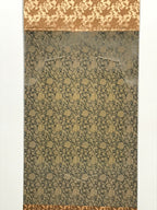 Japanese Blank Hanging Scroll Vtg Thread Holders Floral Green Brown Gold SC880