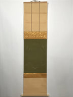 Japanese Blank Hanging Scroll Vtg Thread Holders Floral Orange Gold SC878