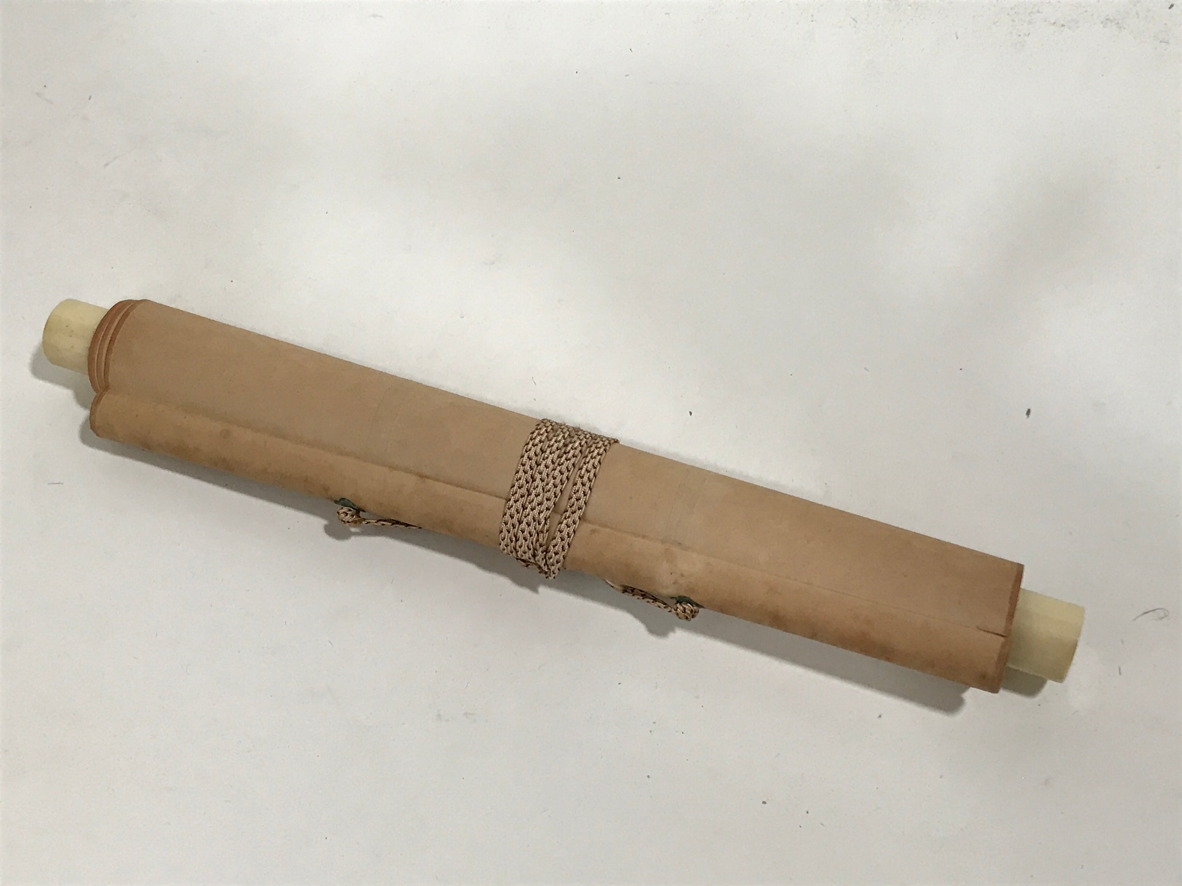 Japanese Blank Hanging Scroll Vtg Thread Holders Gold Floral Kakejiku SC962