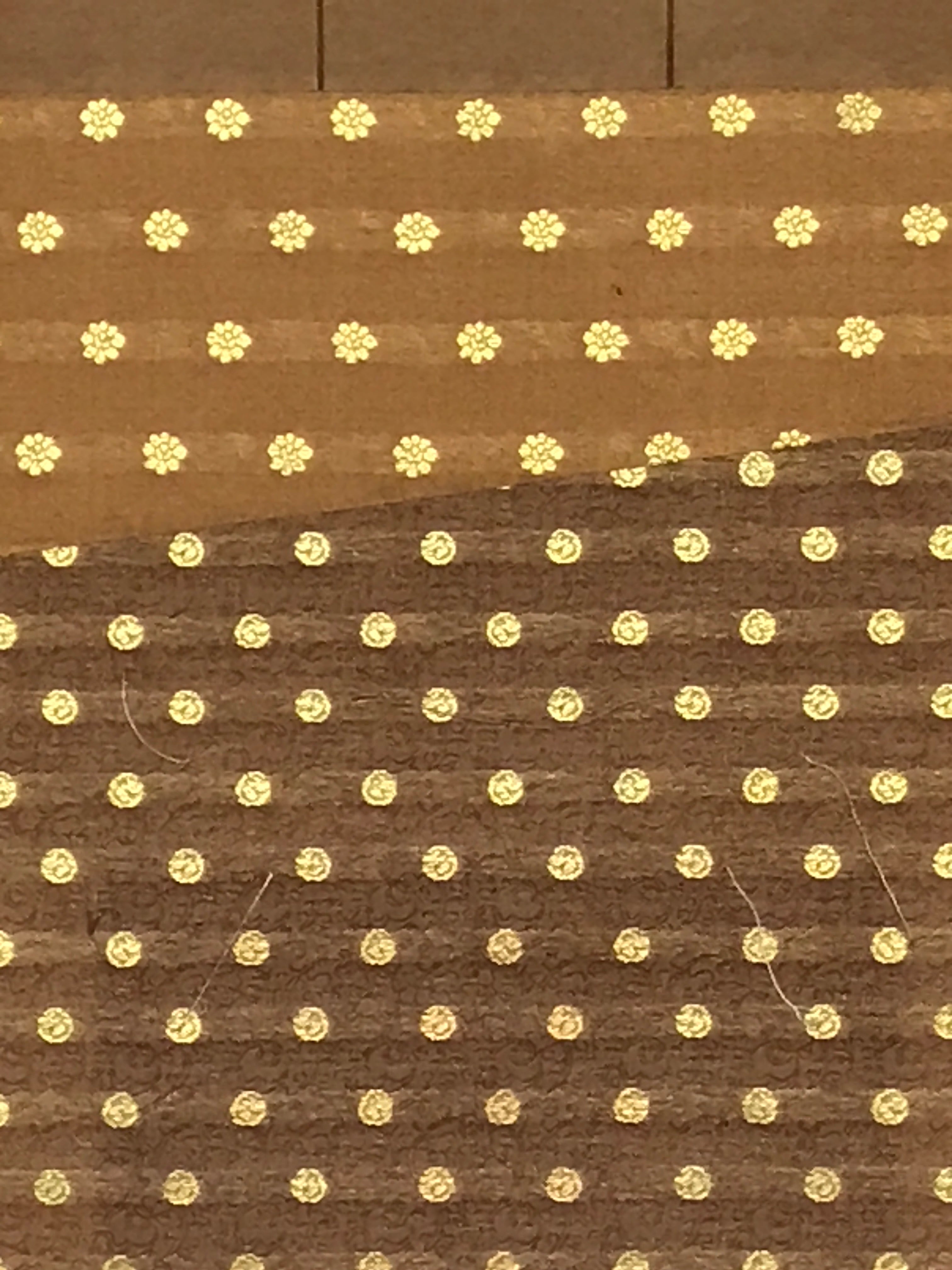 Japanese Blank Hanging Scroll Vtg Thread Holders Gold Floral Kakejiku SC962